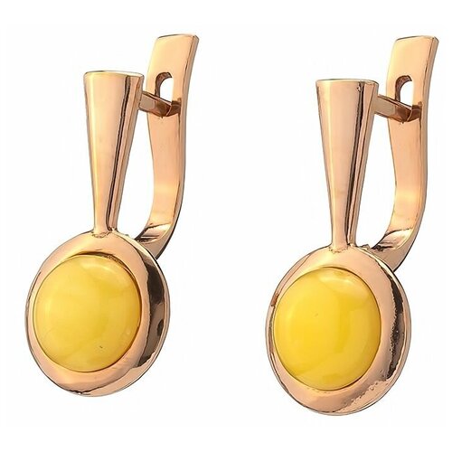 Серьги Amberprofi, серебро, 925 проба, золочение, янтарь