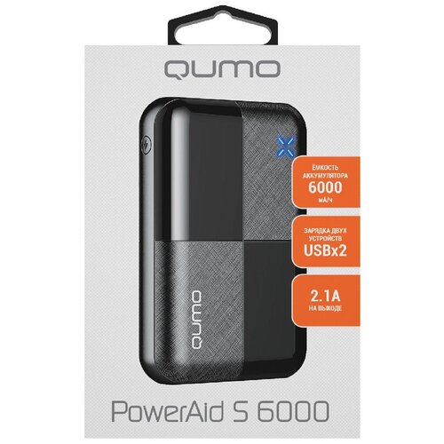 Портативный аккумулятор Qumo PowerAid S6000, черный, упаковка: коробка