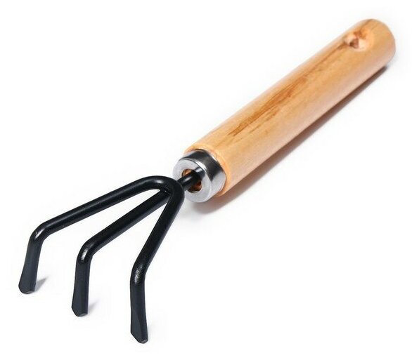 Набор садового инструмента, 3 предмета: рыхлитель, 2 совка, длина 20 см, деревянные ручки - фотография № 2