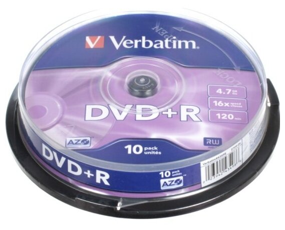 Диск Verbatim 43498 DVD+R 4,7 GB 16x CB/10