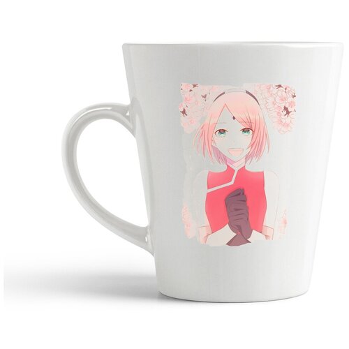 фото Кружка-латте coolpodarok аниме наруто сакура розовый фон naruto sacura (сложила радостно руки)