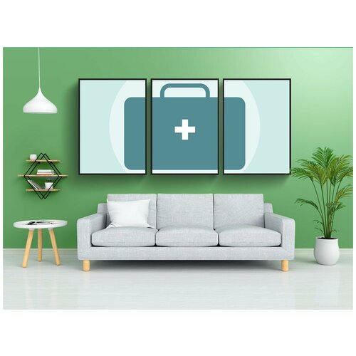 фото Модульный постер "медицинская сумка, медицинский, сумка" 180x90 см. из 3х частей в тубусе, без рамки lotsprints