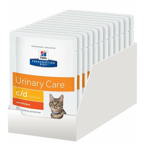 Влажный диетический корм для кошек Hill's Prescription Diet c/d Multicare Urinary Care при профилактике мочекаменной болезни, с курицей, 12шт. х 85 г