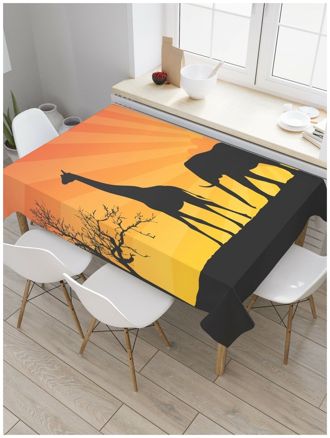 Скатерть прямоугольная JoyArty на кухонный стол "Прогулка при лучах солнца" из оксфорда, 180x145 см