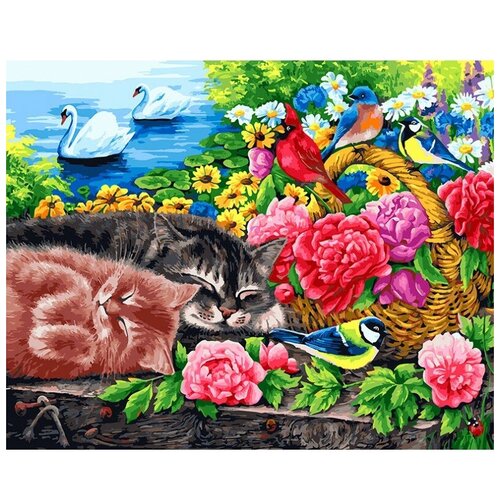 фото Белоснежка 273-ab картина по номерам 40 х 50 см корзина с цветами 1 шт.