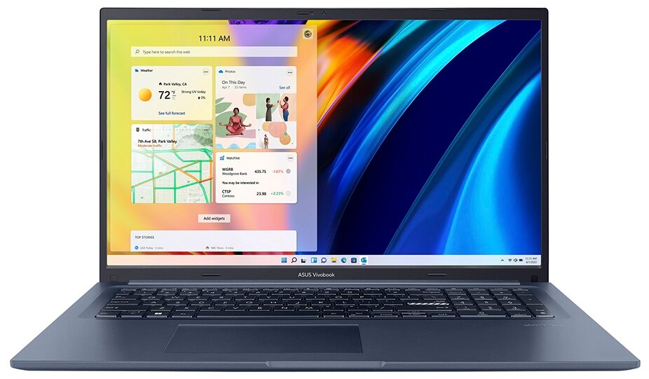 17.3" Ноутбук ASUS Vivobook 17 M1702QA-AU081 1920x1080, AMD Ryzen 5 5600H 3.3 ГГц, RAM 16 ГБ, DDR4, SSD 512 ГБ, AMD Radeon Graphics, DOS, 90NB0YA2-M003N0, quiet blue