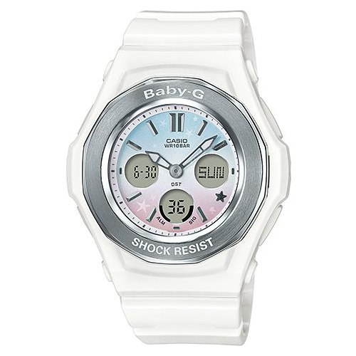 наручные часы casio baby g bga 320 3a голубой белый Наручные часы CASIO Baby-G BGA-100ST-7A, серебряный, розовый