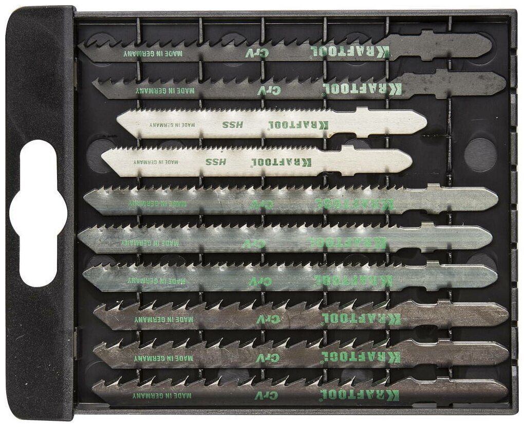 фото KRAFTOOL по дереву и металлу, EU-хвост., 10 шт., набор полотен по дереву и металлу 159590-H10