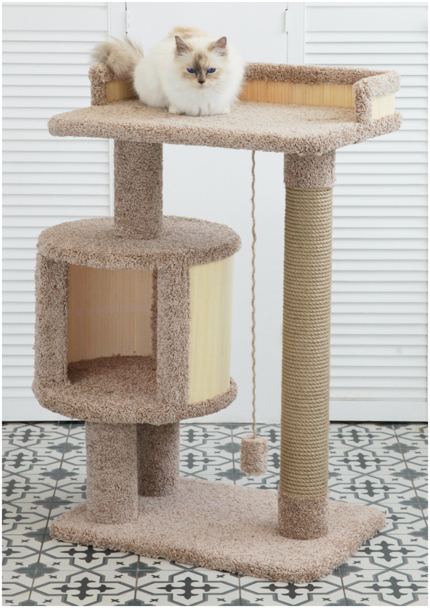 Домик для кошки Котомастер "Барни" высота 100см, капучино