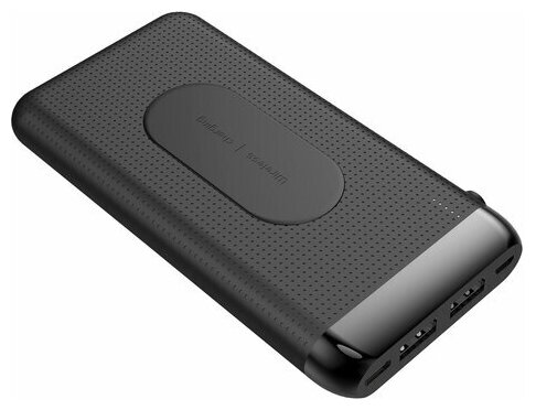 Аккумулятор внешний 8000mAh SONNEN POWERBANK K802 беспроводная зарядка, 2USB, литий-полимер, 263030