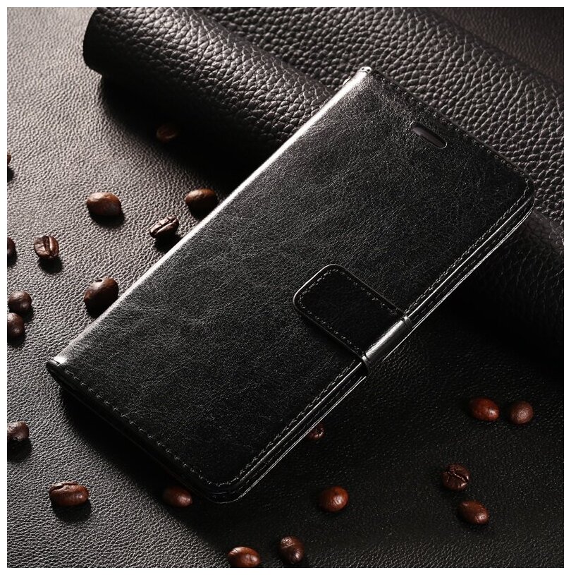 Чехол-книжка MyPads из качественной импортной кожи с мульти-подставкой застёжкой и визитницей для Xiaomi Redmi 6 черный