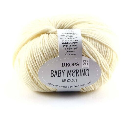 Пряжа DROPS Baby Merino Цвет. 03, желтый, 4 мот., мериносовая шерсть - 100%