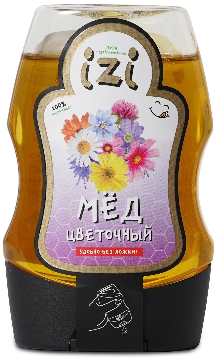 Мед IZI - Мёд Цветочный с удобным силиконовым дозатором 280 г.