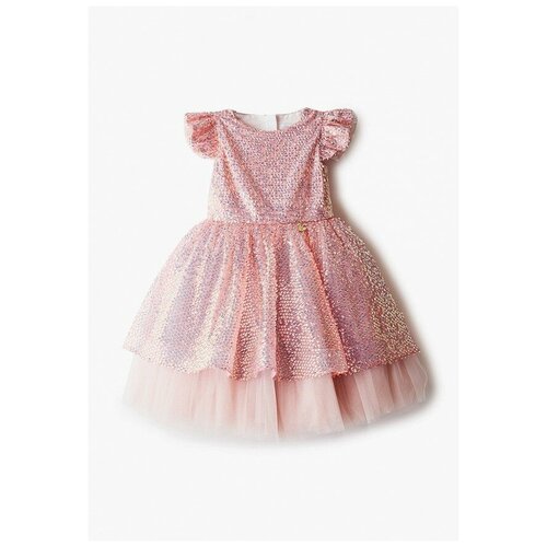 Платье нарядное с пайетками для девочки /платье с пышной юбкой/персиково-розовый/рост128 ог 68