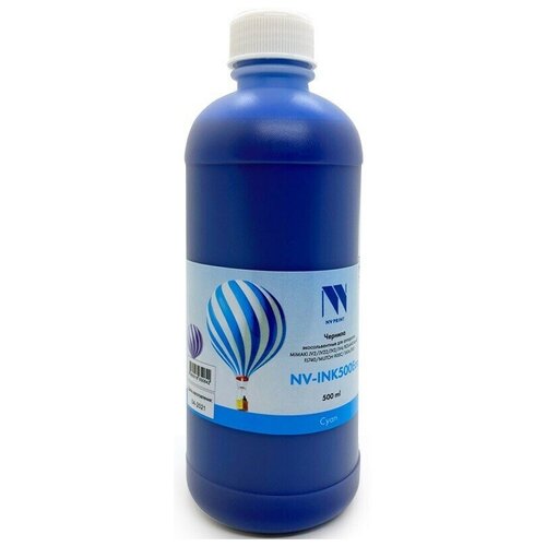 Чернила NV Print NV-INK500 Cyan Eco экосольвентные для устройств, печатающих головами Epson DX4/ 5/ 7 XP-605 (500ml) чернила nv экосольвентные nv ink500 magenta eco