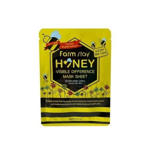 Farmstay Visible Difference Honey Mask Sheet (Тканевая маска с экстрактом мёда и прополиса) 23 мл farmstay тканевая маска visible difference mask sheet red ginseng с экстрактом корня красного женьшеня 35 г 23 мл