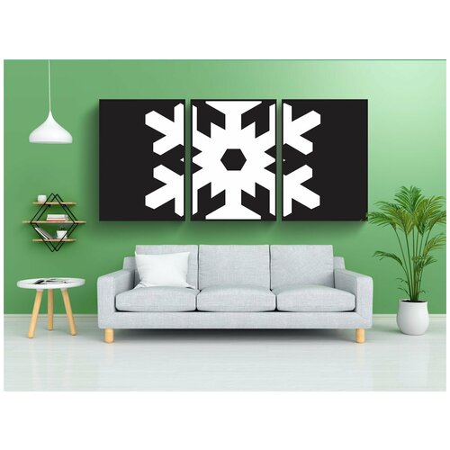 фото Модульный постер "снежинка, тарелка, кристалл" 180x90 см. из 3х частей в тубусе, без рамки lotsprints