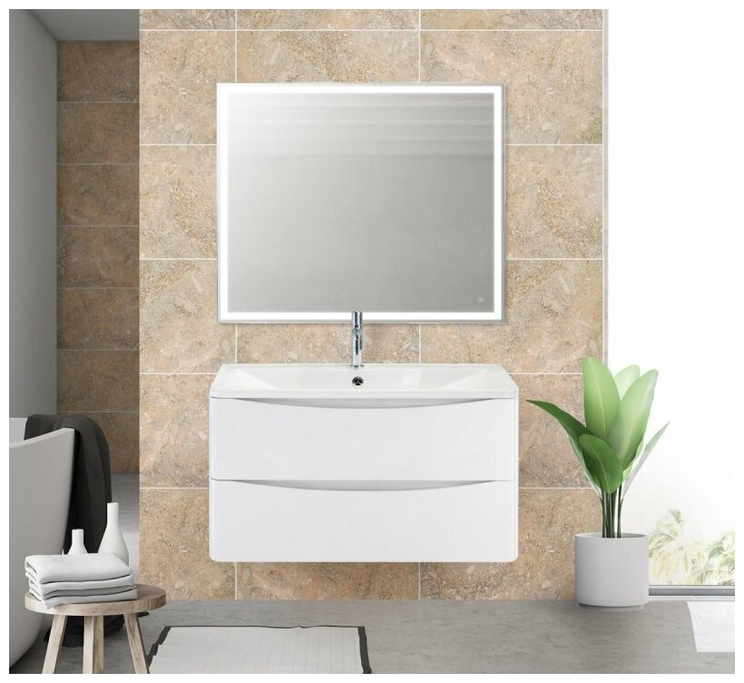 BelBagno ACQUA База под раковину подвесная с двумя выкатными ящиками, Bianco Lucido, 900x450x500, ACQUA-900-2C-SO-BL