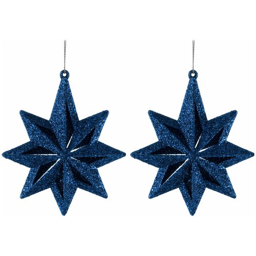 фото Декоративная подвеска todi "звезда" пластик / набор из 2- х штук цвет: синий (10х10 см