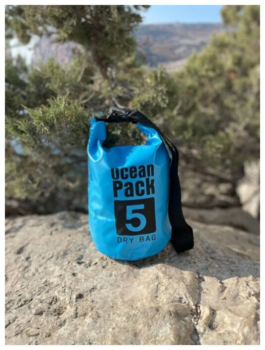 Водонепроницаемая сумка-мешок (гермомешок) Ocean Pack на 5 литров, голубой