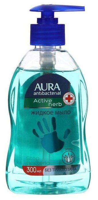 Жидкое мыло AURA для всей семьи с антибактериальным эффектом с алоэ вера 300 м 3573179