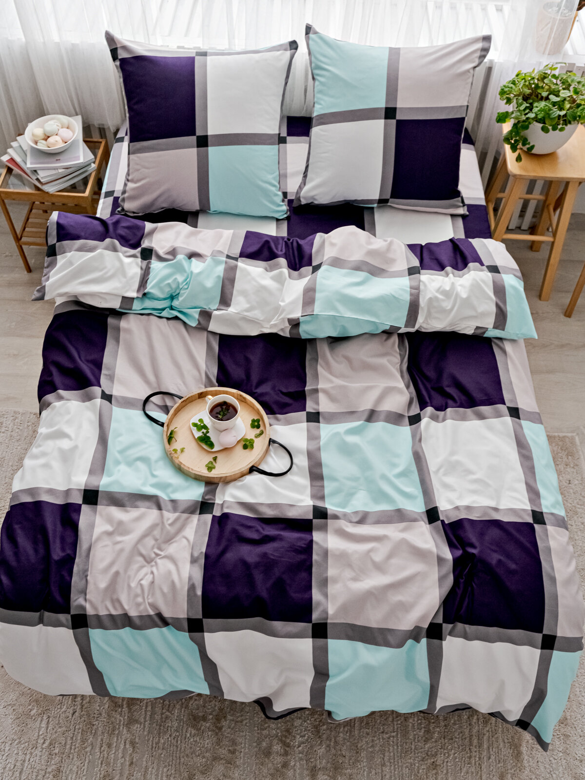 фото Комплект постельного белья, 2 спальное с европростыней, наволочки 70х70