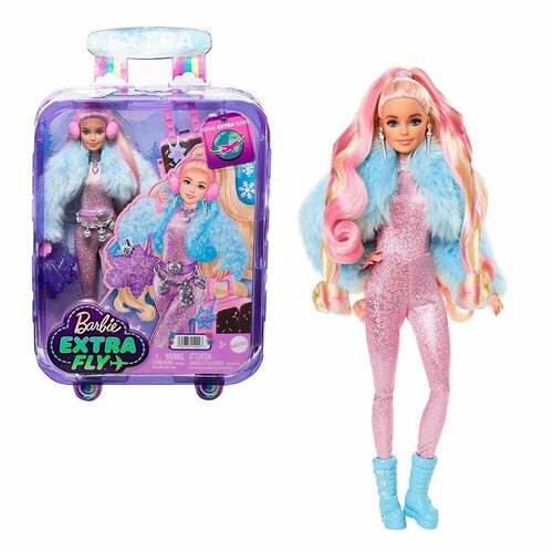 кукла barbie с дополнительным комплектом одежды fff59 Кукла Barbie Extra Fly путешественница в зимнем наряде