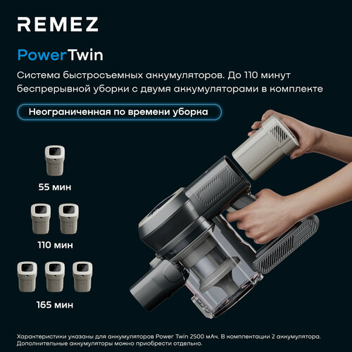 Вертикальный беспроводной пылесос REMEZ MultiClick PRO Energy Aqua RMVC-505B 40440₽