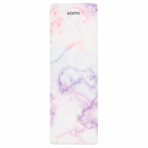 Коврик для йоги и фитнеса Kama, 6 мм, нескользящий, TPE, микрофибра, белый мрамор
