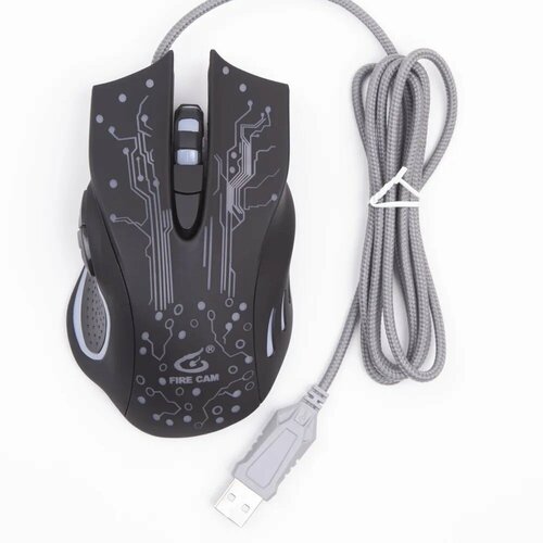 Игровая компьютерная мышь, проводная мышь с подсветкой, мышка для компьютера, Fire Cam GM1, черный