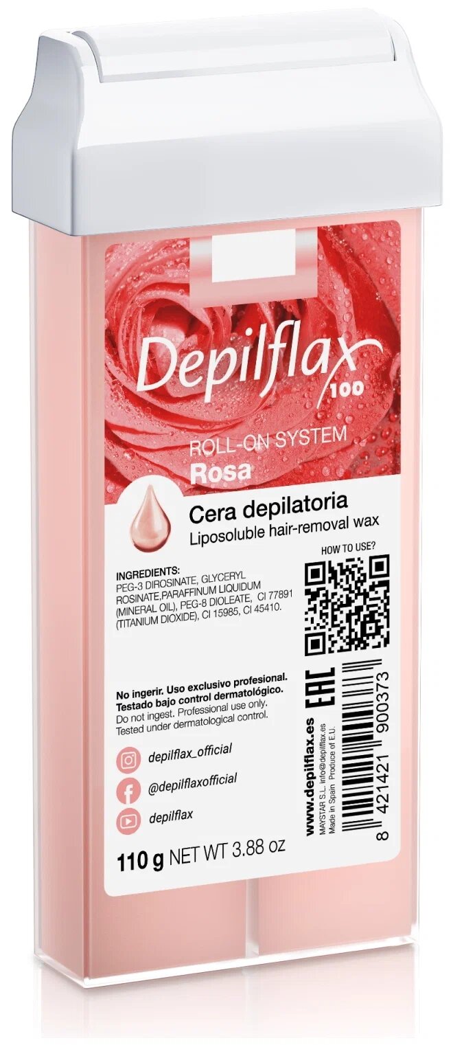 Depilflax Воск для депиляции в картридже Роза, 110 мл Розовый