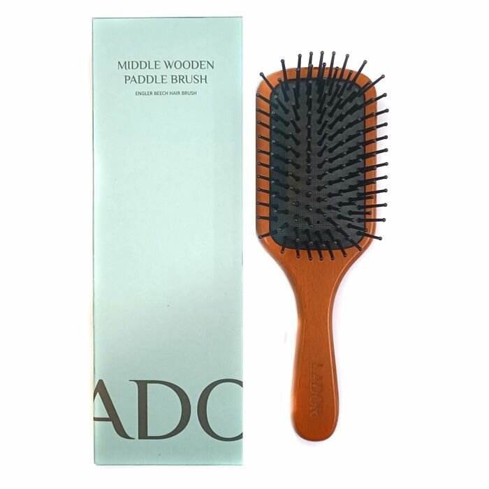 Массажная расческа для волос с деревянной ручкой Middle Wooden Paddle Brush, 1 шт