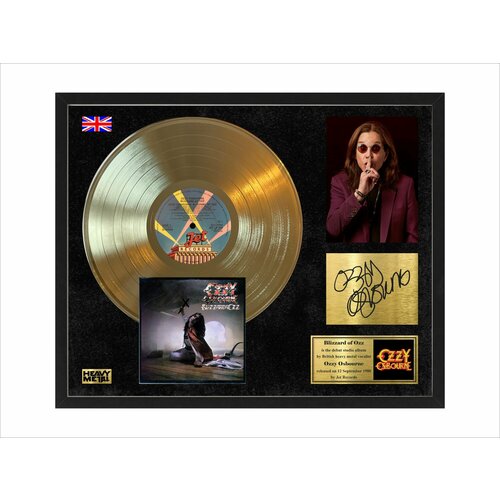 Ozzy Osbourne blizzard of ozz золотая виниловая пластинка с автографом в рамке виниловая пластинка osbourne ozzy blizzard of ozz 0886977381911
