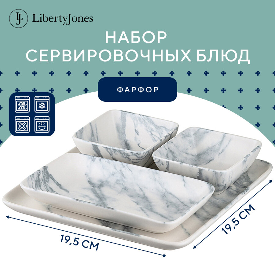 Набор сервировочных блюд marble, 4 шт. Liberty Jones - фото №1
