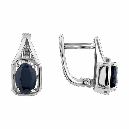 Серьги CORDE Серебряный серьги с натуральными сапфирами, серебро, 925 проба, родирование, сапфир, размер 16 мм, длина 1.6 см, синий