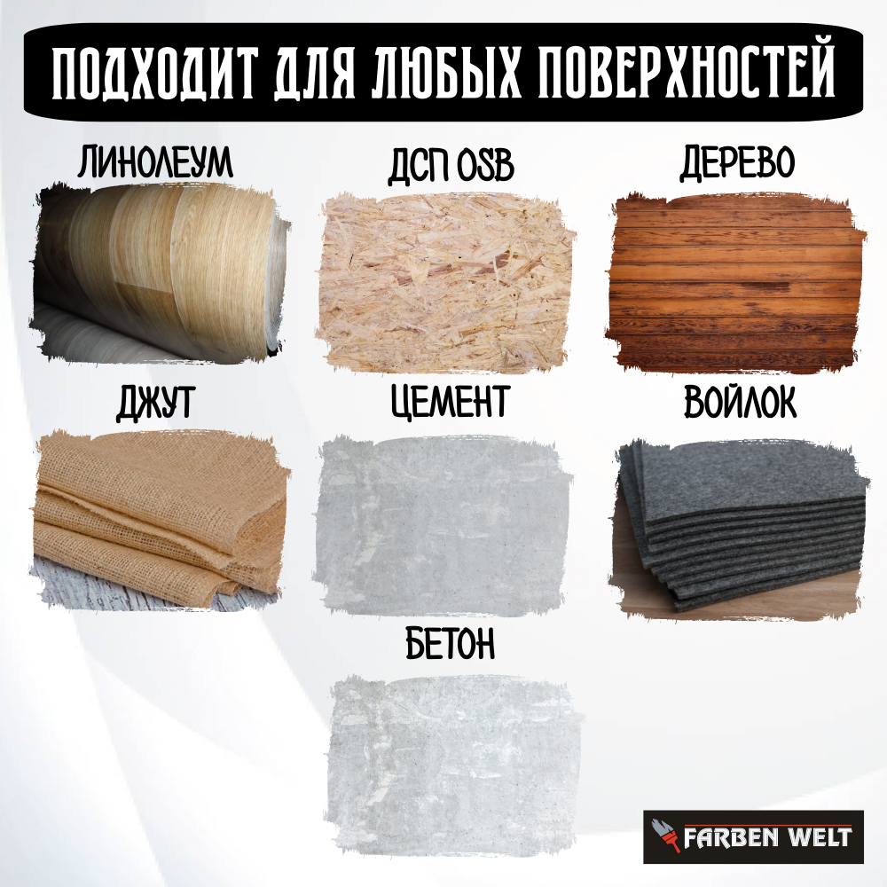 Изображение Клей FARBEN WELT, акриловый, для линолеума, напольных покрытий, 5 л