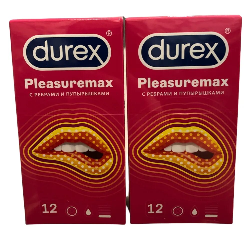 Презервативы Дюрекс Плежемакс 24 шт. Durex Pleasuremax 24 штуки, комплект из 2 упаковок, с ребрами и пупырышками
