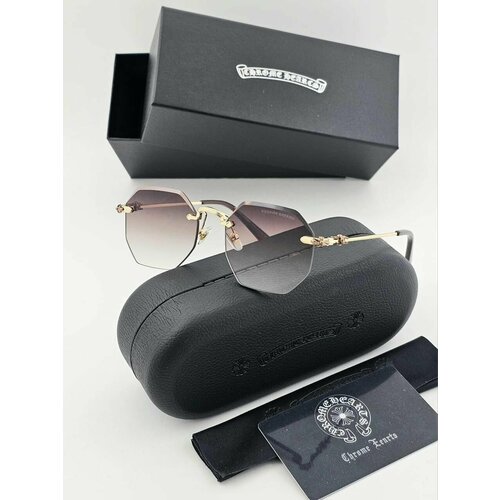 Солнцезащитные очки Chrome Hearts, коричневый, золотой