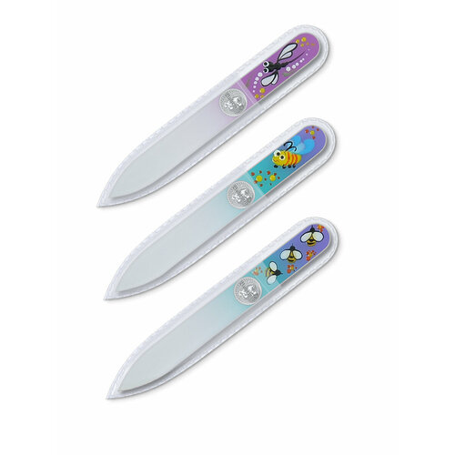 Пилка для ногтей BOHEMIA Czech Glass Nail Files, набор 3шт 90мм ручная роспись