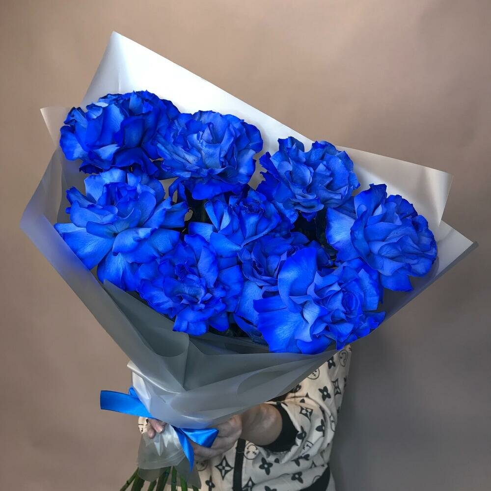 Букет из синих французских роз 9 шт.
