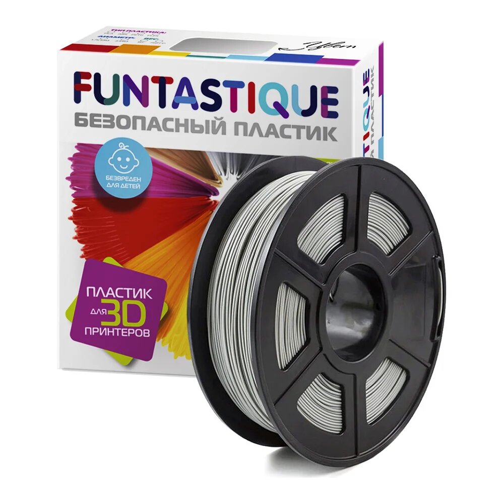 FUNTASTIQUE Пластик в катушке (petg,1.75 мм,1 кг), цвет серый PETG-1KG-GY