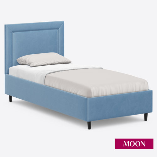 Кровать односпальная без подъемного механизма на ножках, MOON FAMILY 1258, размер 90х200 см, велюр светло-зеленый. Ортопедическое основание в комплекте