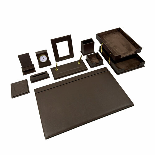 Настольный канцелярский набор UVENIR, для руководителя, 10 предметов, темно-коричневый