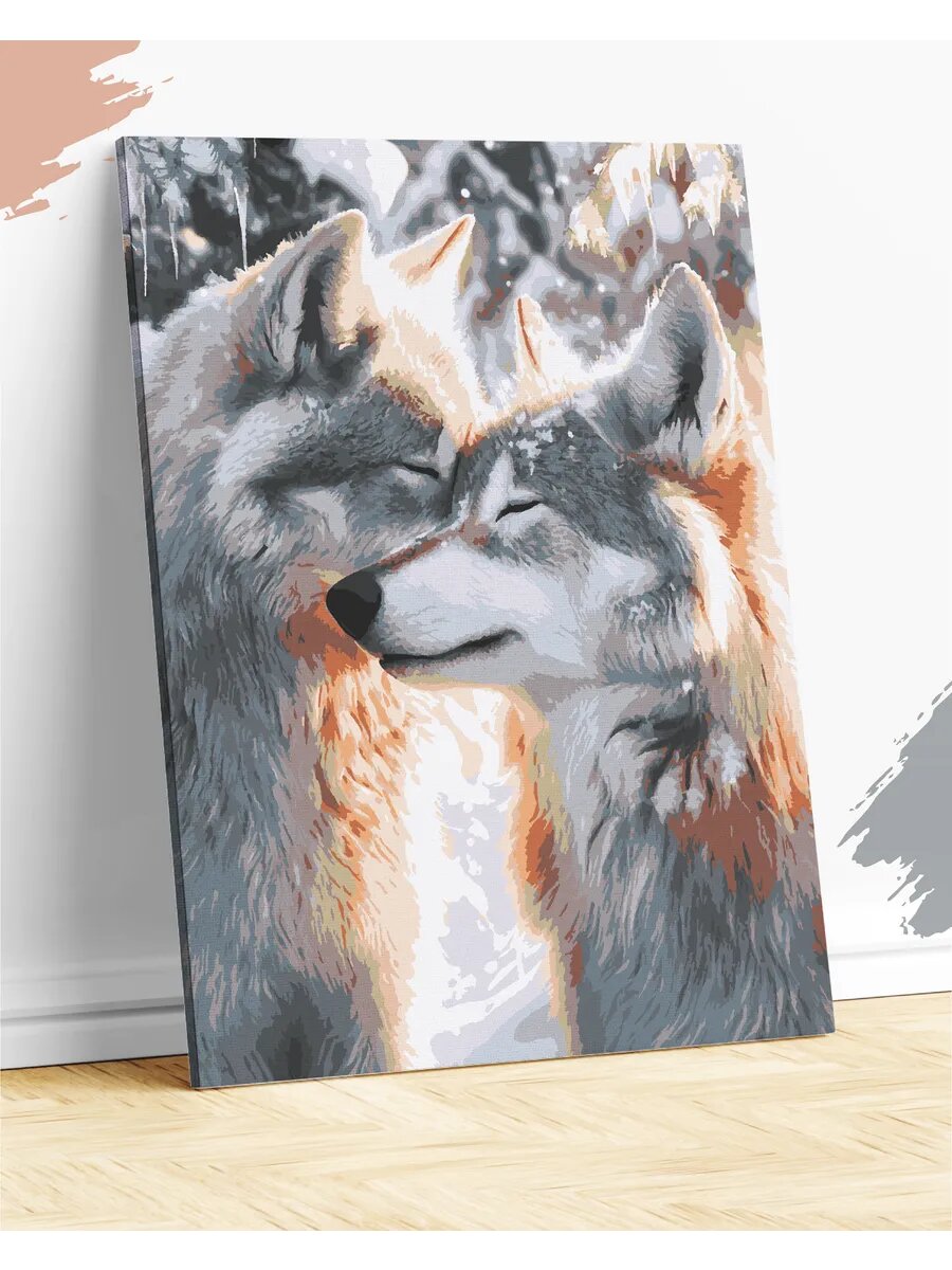 Картина по номерам 40 x 50 Волки, семья