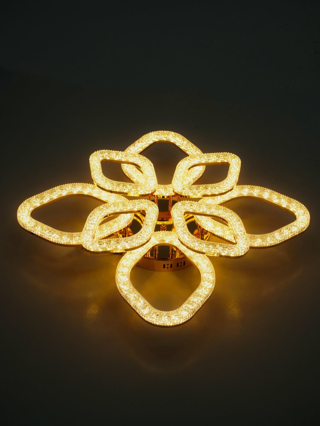 Люстра потолочная LED, с пультом,3 режима освещения, с кристаллами, для спальни, зала, кухни, Лимонный — фото 1