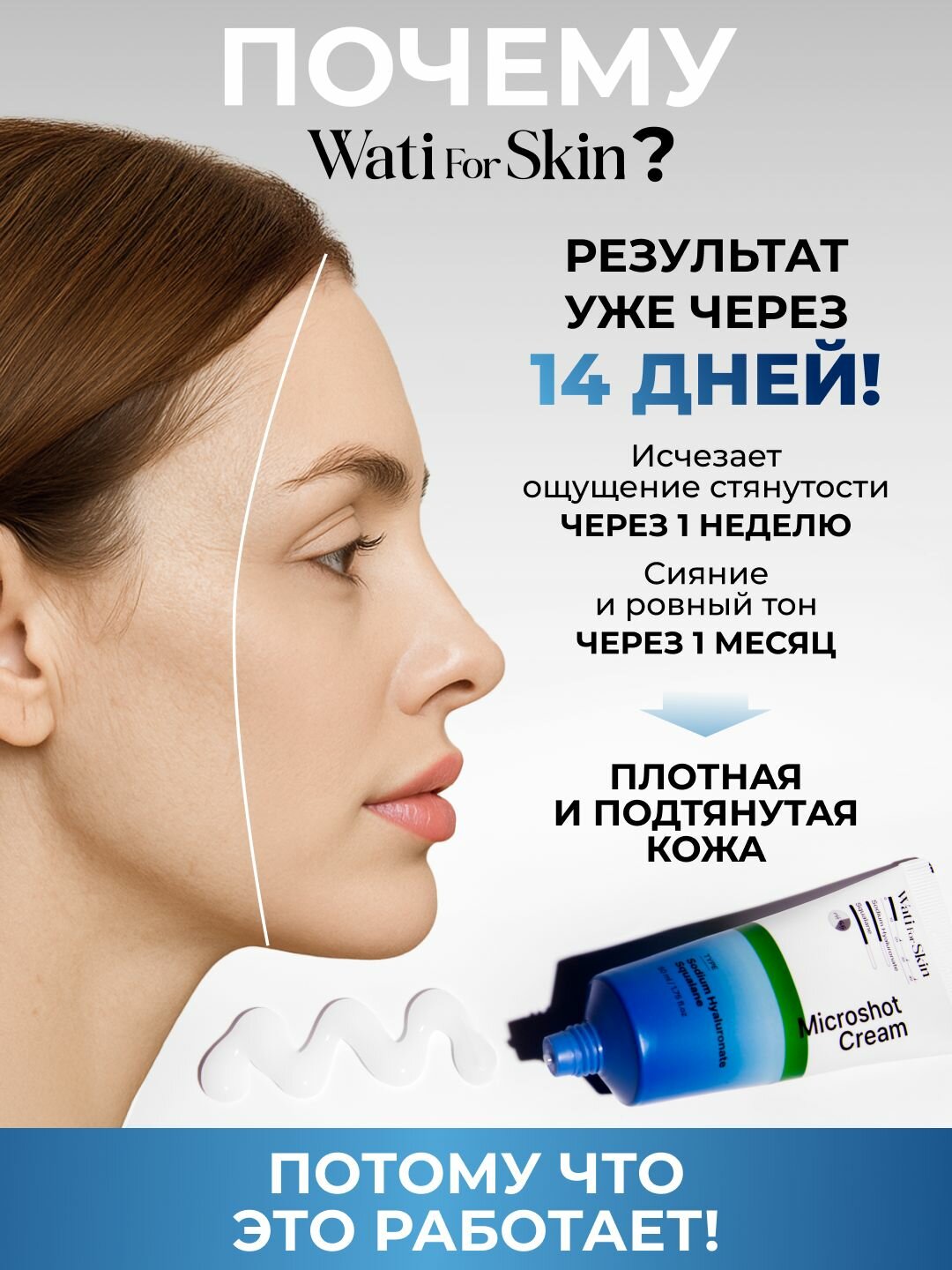 Крем с микроиглами для лица, Wati for Skin, со спикулами увлажняющий, антивозрастной, 50мл — фото 1