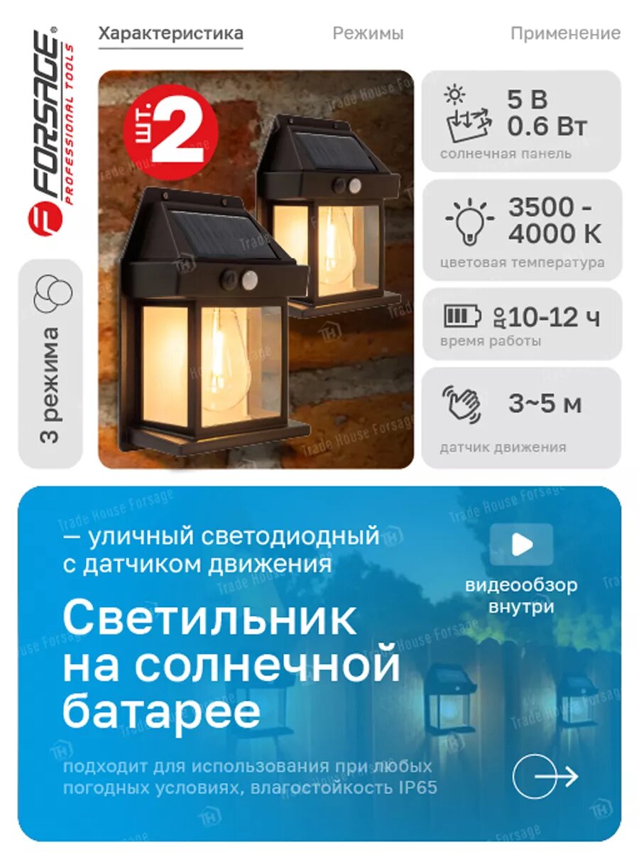 Светильник на солнечной батарее 2шт.