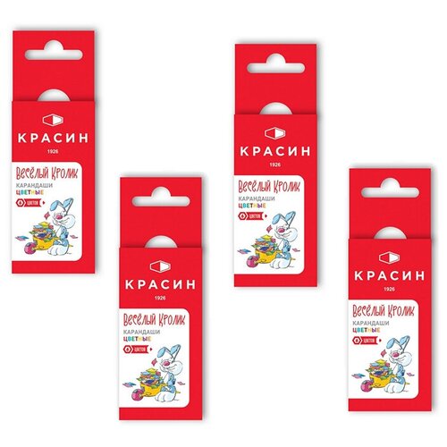 Карандаши цветные Красин Веселый кролик 6цв 6-гран 88мм 4 уп