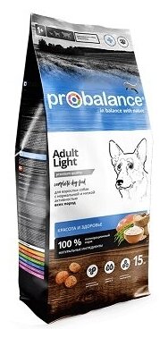 ProBalance Immuno Adult Light Корм сухой для взрослых собак всех пород 15кг