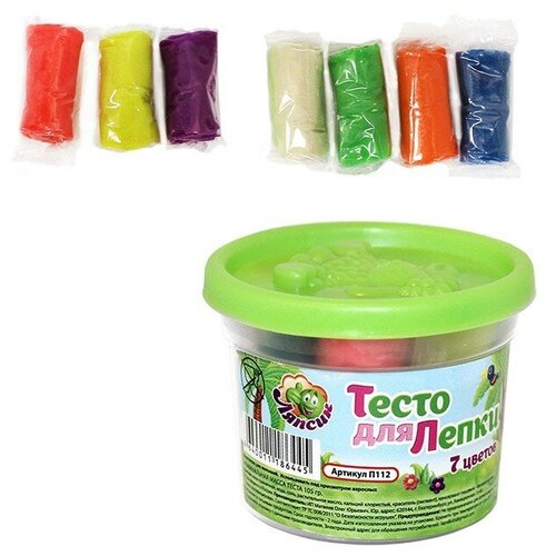 Набор для творчества Тесто для лепки Ляпсик 7 цветов, 105гр П112 в банке